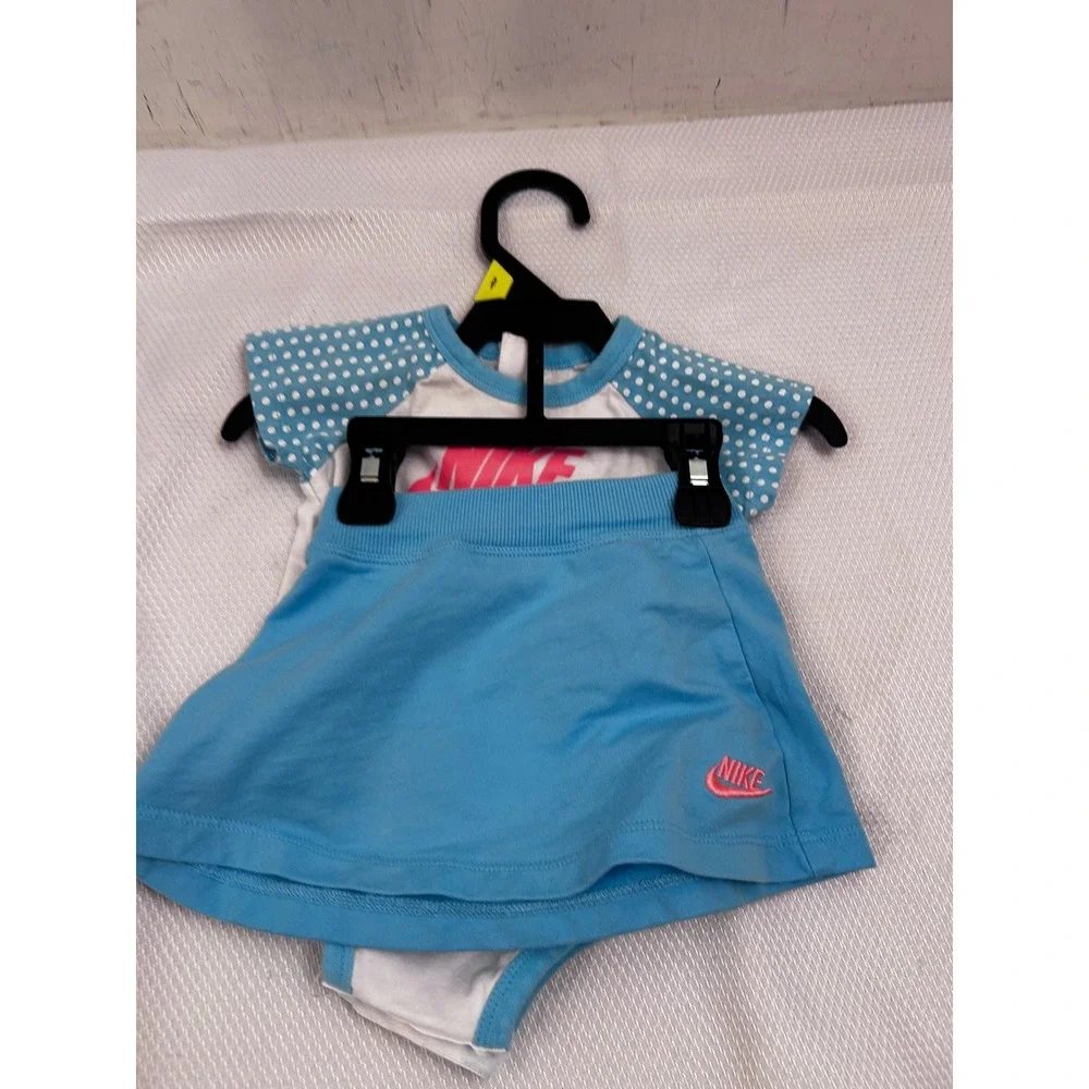 Nike 3pc Outfit Set 3/6M Blue Polka Dot Jacket Bodysuit Skirt Baby Girl - Picture 5 of 6